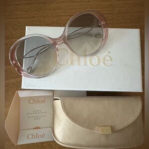 Chloe 57mm Oval Sunglasses iridescent blue/rose